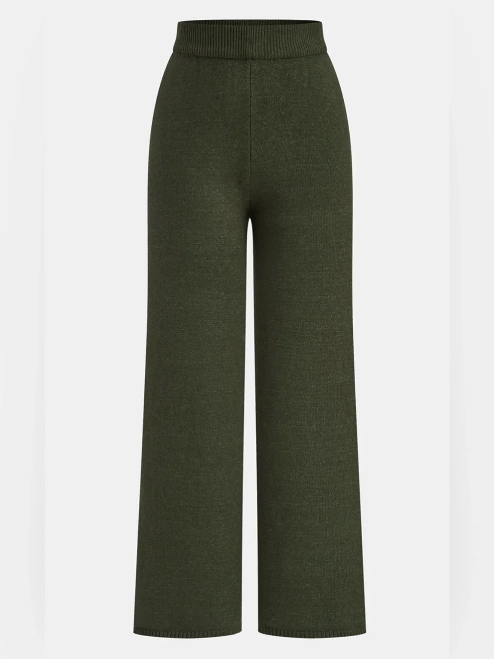 Commense Cable-Knit V-Neck Sweater & Wide-Leg Knit Pants Set
